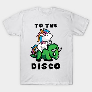 'To The Disco Unicorn' Cool Unicorn Riding Triceratops T-Shirt